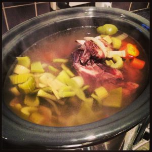 Steaming hot bone broth